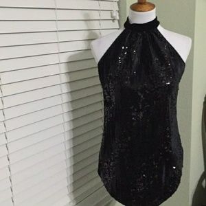 Sequin halter top- Black